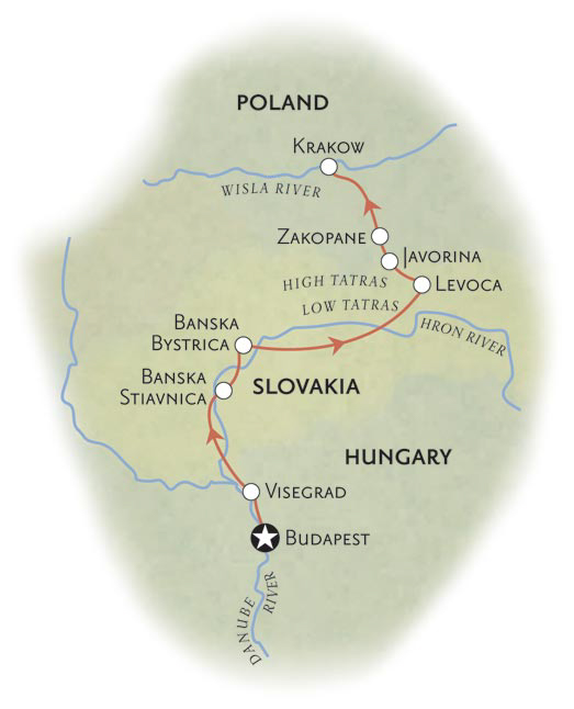 2008 Map - Cycling Budapest to Krakow