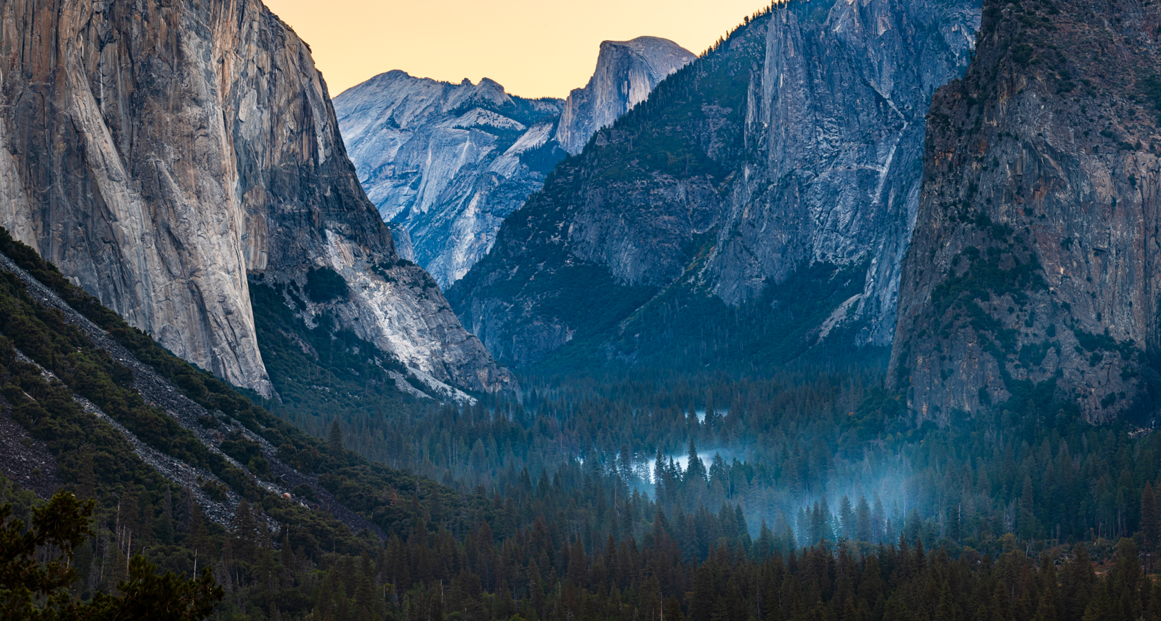 Half Dome and Yosemite Valley Before Sunrise Panorama