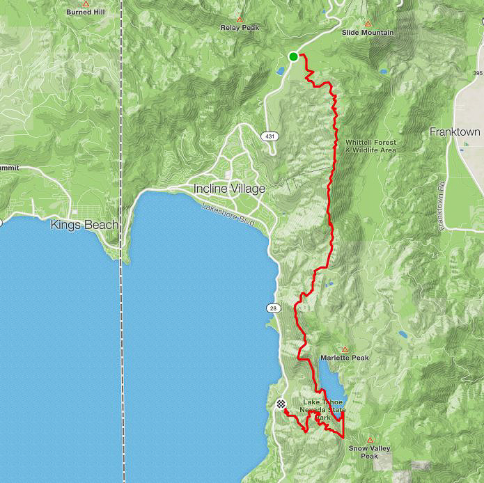 Mount Rose, Tahoe Rim Trail, Flume to Chimney Beach